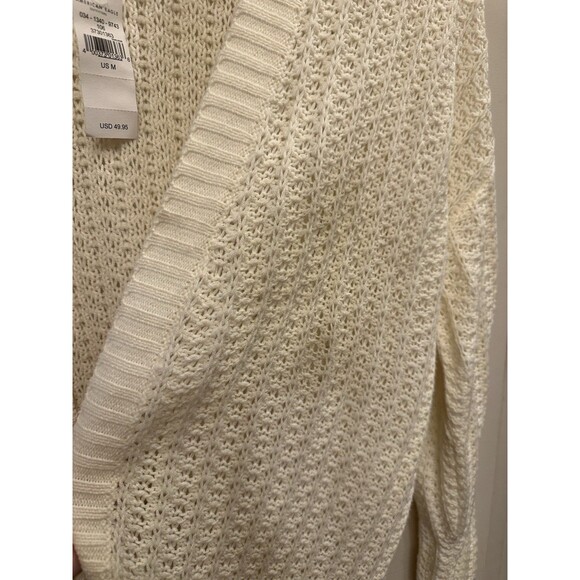 American Eagle Medium Chunky Knit Open front Cardigan Sweater Cream NWT Flawed - Picture 4 of 9